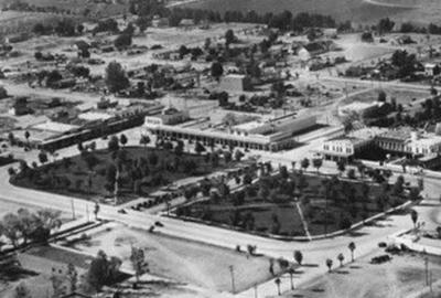 Black and white historic of Dr. A.J. Chandler Park - aerial view