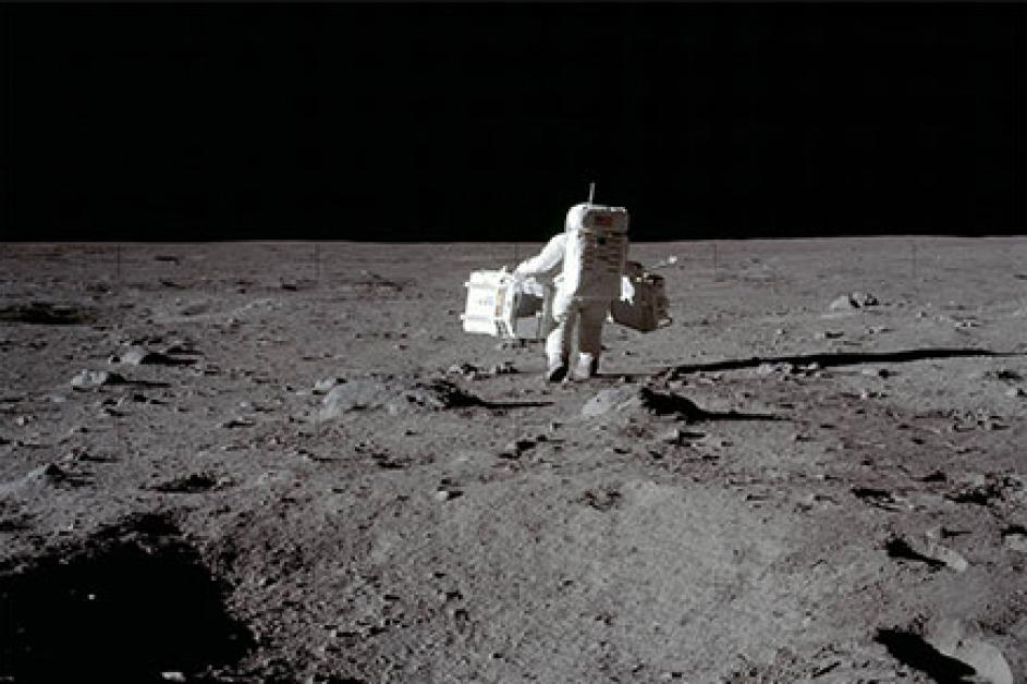 Photo from the first moon landing in 1969. (Courtesy of NASA)