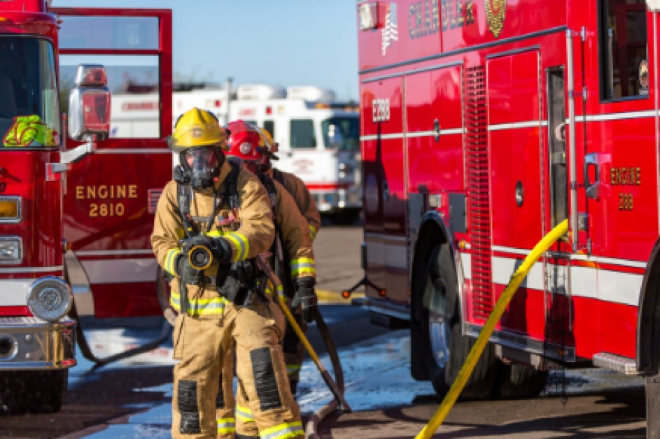 Chandler firefighter in training