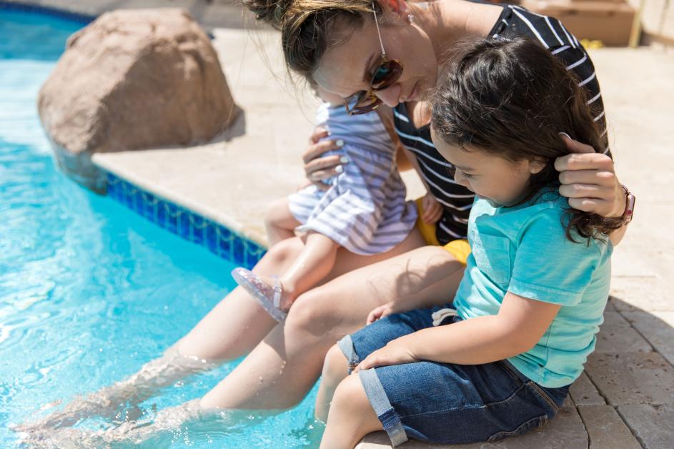 water safety family poolside