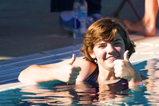 girl swimmer in pool