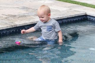 toddler in pool