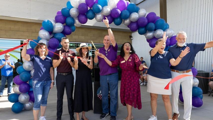 expansion ribbon cutting with Mayor and council