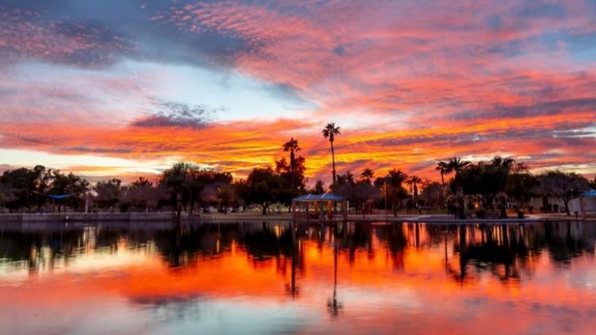 Veterans Oasis Park at Sunset