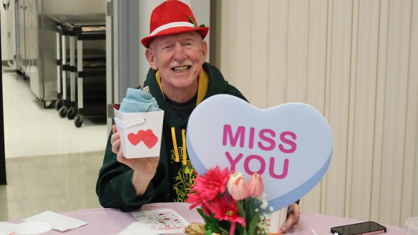 Senior celebrating Valentine's Day
