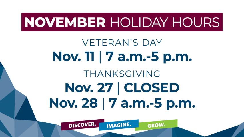 Nov holiday hours at TRC