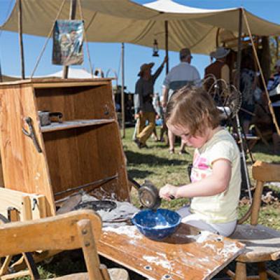 A young cook at the 2017 Chuck Wagon Cookoff