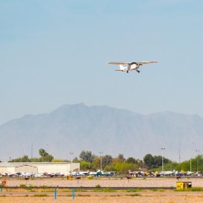 Small plane taking off at CHD