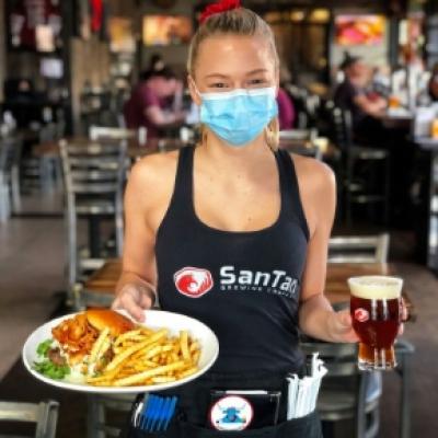 SanTan server wearing a mask