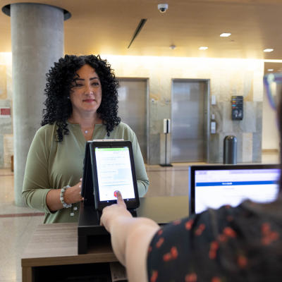 Using the instant language assistant device at Chandler City Hall