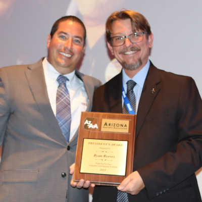 CHD Airport Manager Ryan Reeves accepting the President's award during AzAA Conference