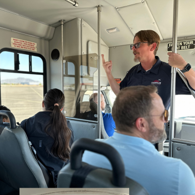 chandler airport tour on the bus
