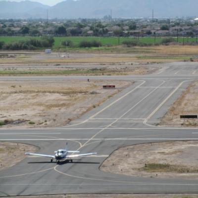 Small plane on the runway