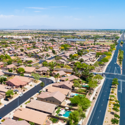 aerial view of a neighborhood