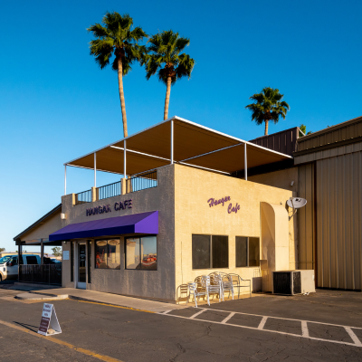 Exterior of the Hangar Cafe