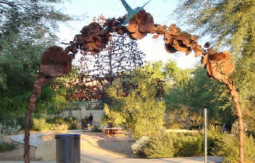 Iron arch at the entrance of the Hummingbird Habitat