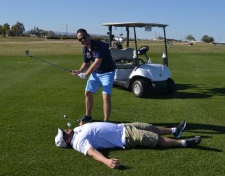 Golf Challenge Golfers Tee Up