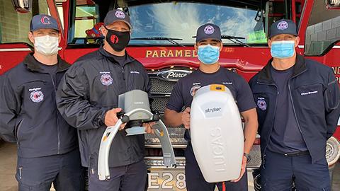 Engine 283 crew with automatic chest compression device