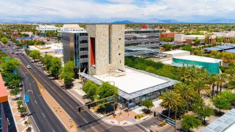 Aerial view of Chandler City Hall and surrounding area