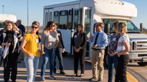 Airport Manager Ryan Reeves giving a tour residents