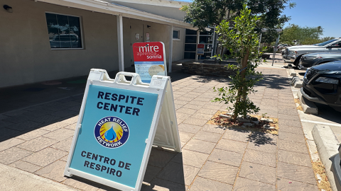Respite center signage in front of AZCEND