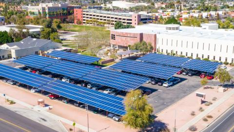 Solar panels on the parking structure at the Chandler Downtown ibrary