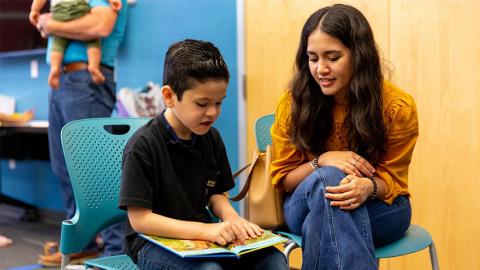 Boy reading at Chandler Public Library