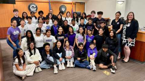 Students from Arizona College Prep Middle School in a courtroom