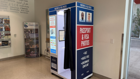 Passport photo booth located at Chandler City Hall