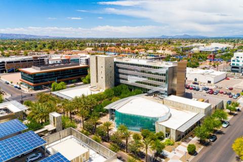 daytime aerial photo of Chandler City Hall