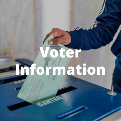 Photo of ballot box with text: Voter Information