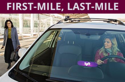 A Lyft driver picks up a passenger