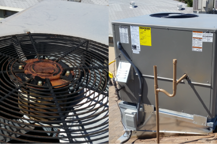 A rusted, broken HVAC unit, replaced for a Chandler resident during summer months. A rusted, broken HVAC unit, replaced for a Chandler resident during summer months.