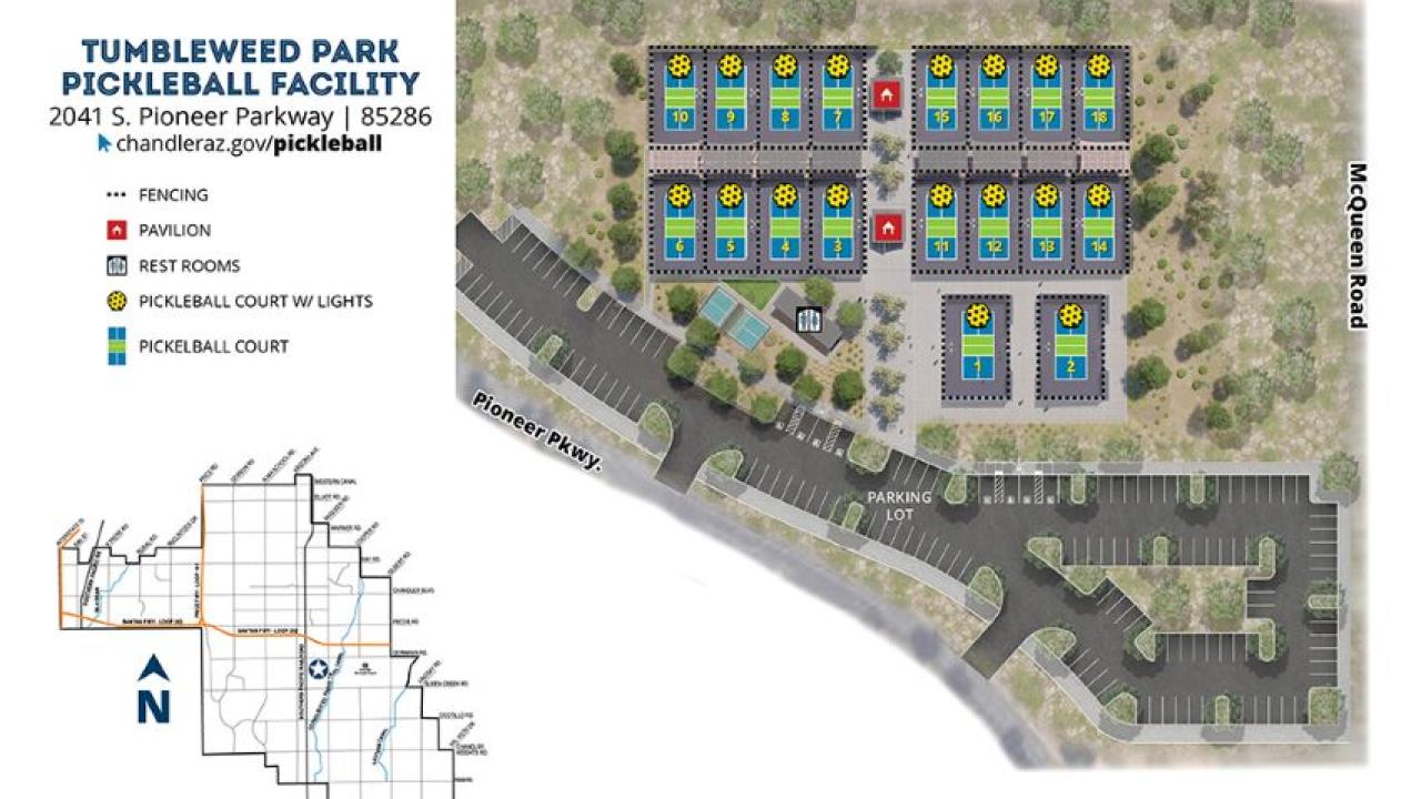 Chandler Tumbleweed Pickleball facility map
