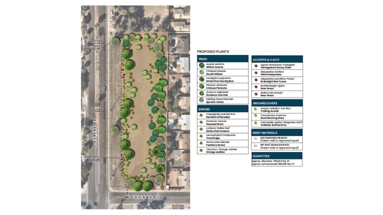 Site 416A: Kyrene Road & Chicago Street | Plant Legend