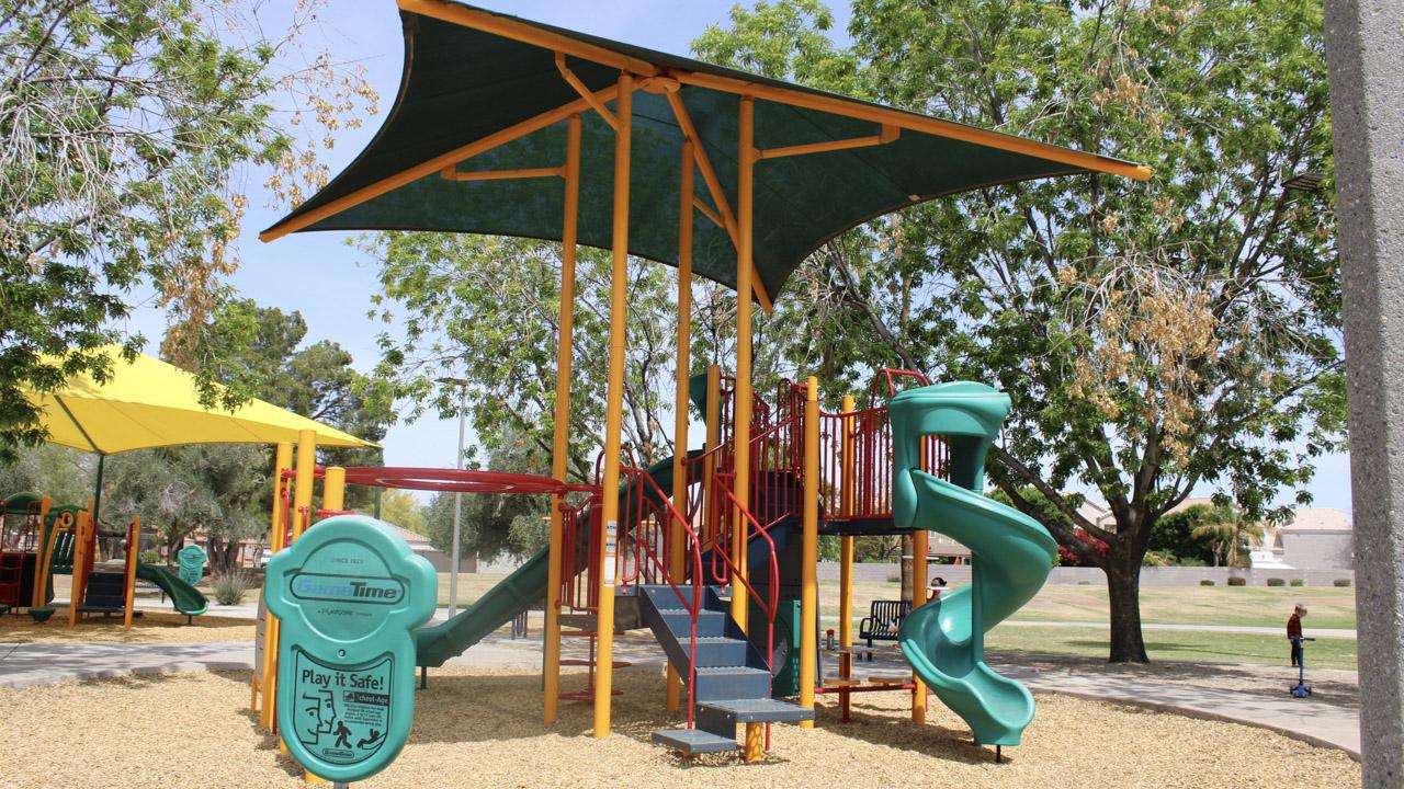 Playground and monkeybars and slide at Apache Park