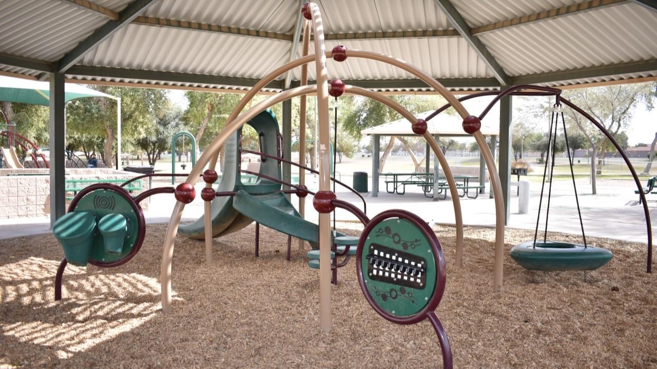 Playground and musical instruments at Dobson Park