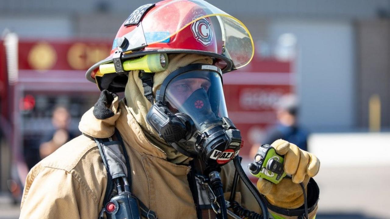 Firefighter in gear