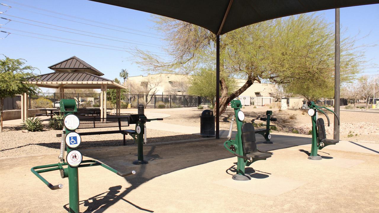 Outdoor fitness equipment at Homestead North Park