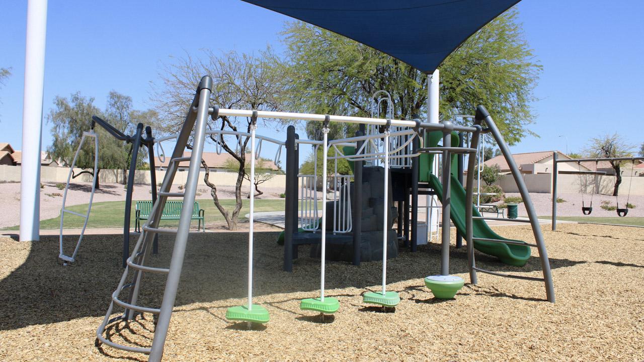 Playground climbing structure at Jackrabbit Park