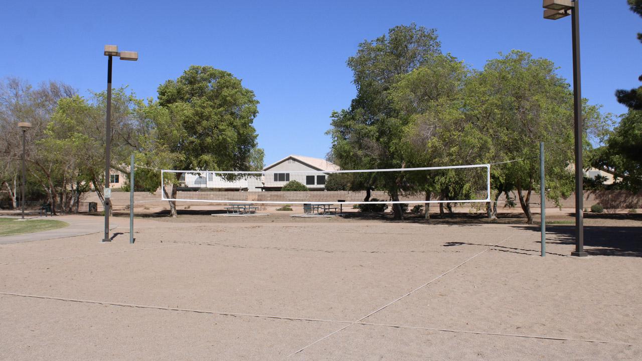 Sand volleyball court at Pine Shadows Park