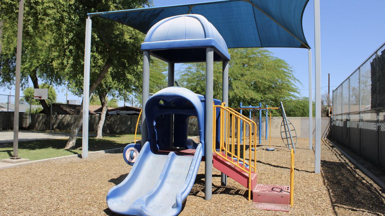 Playground slide and stairs at Pueblo Alto Park