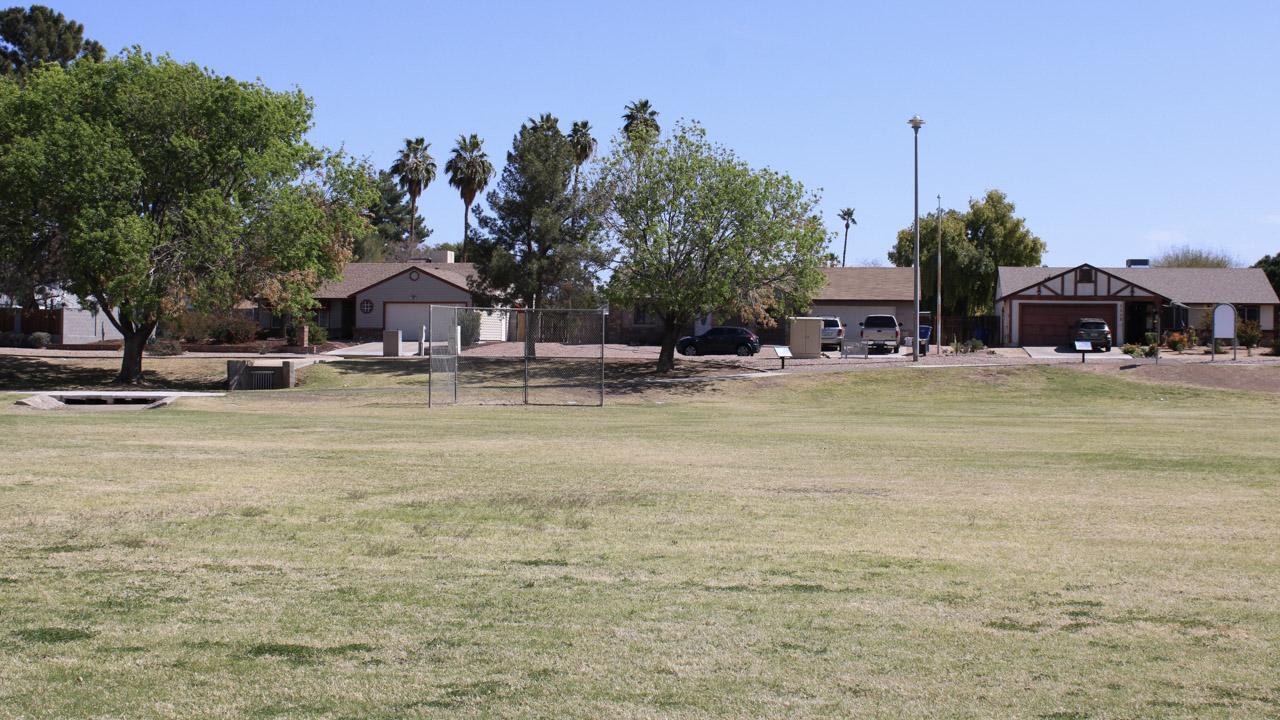 Open Grass Field At Sunset Park