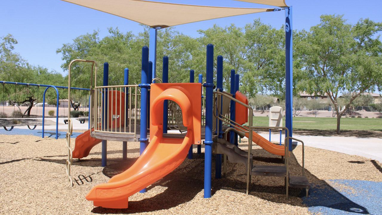 Small Play Area With Slides And Swings At Tibshraeny Park