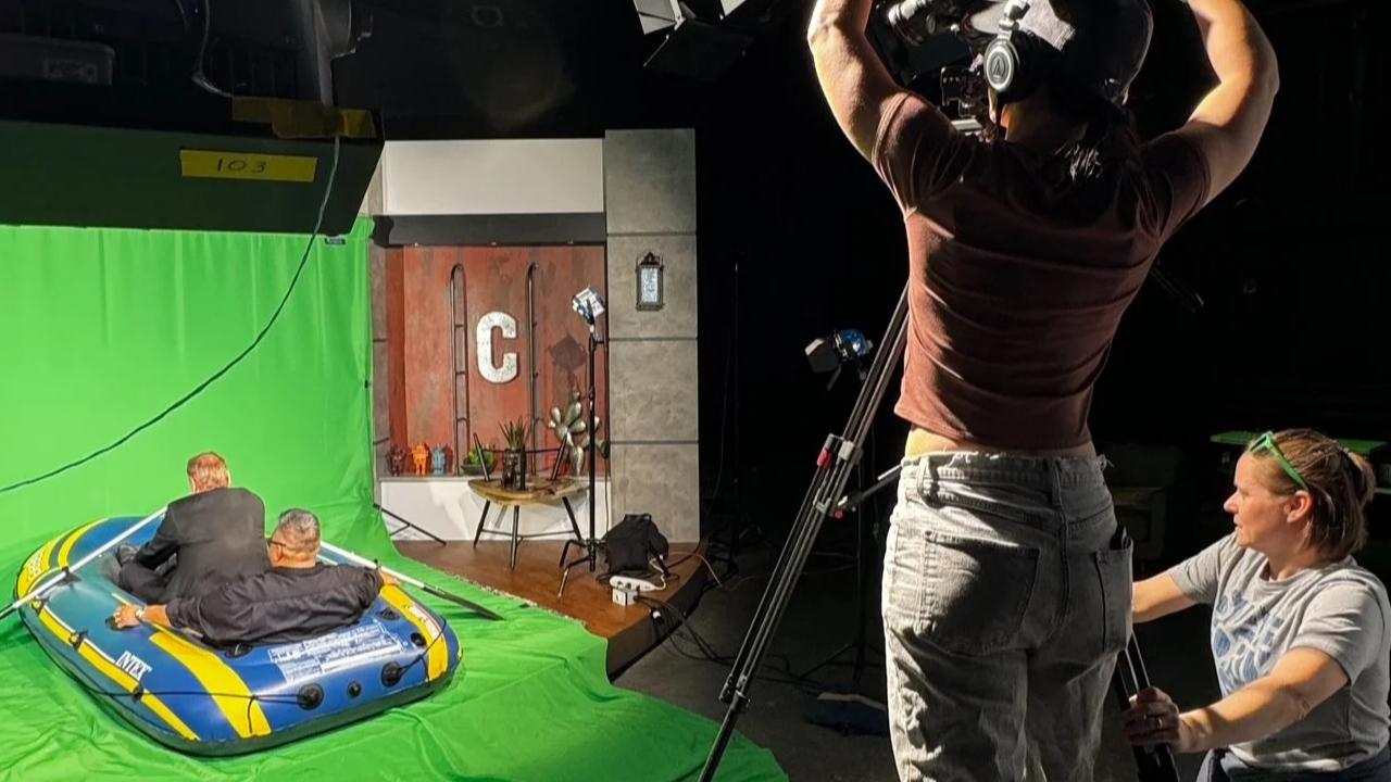 filming in the studio
