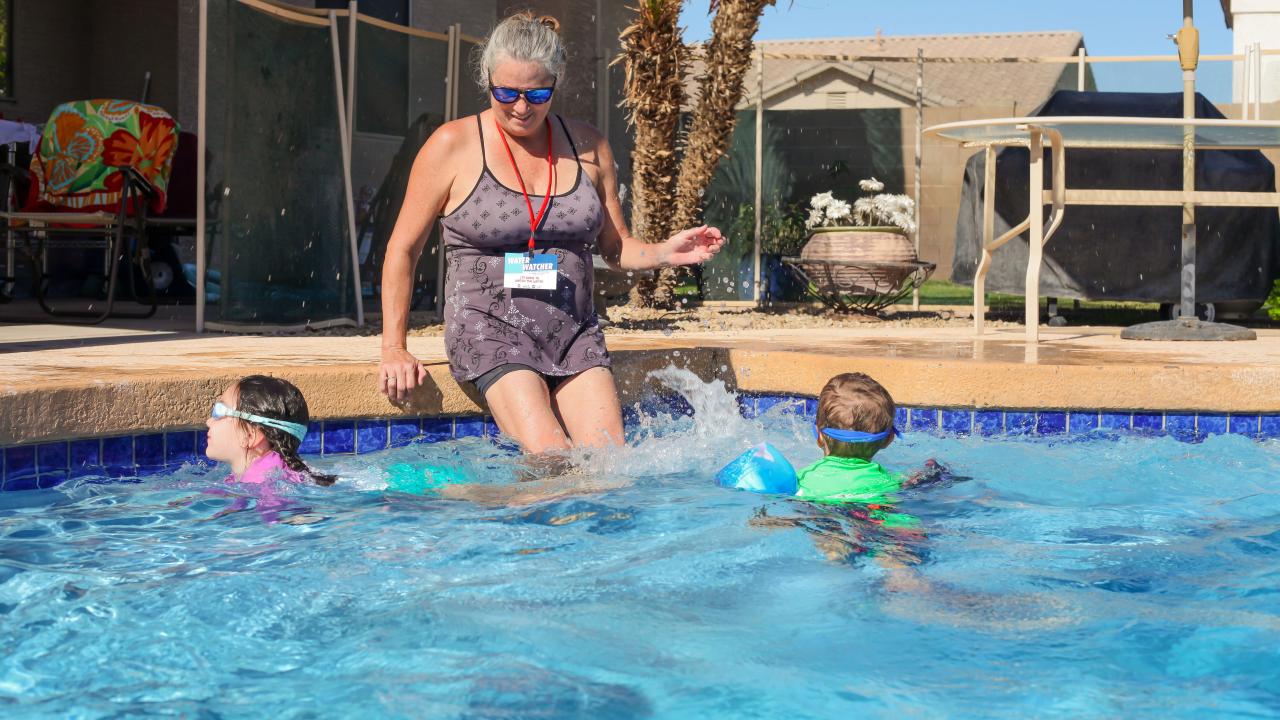 water watcher in pool