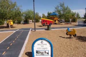 City-themed play area in Playtopia