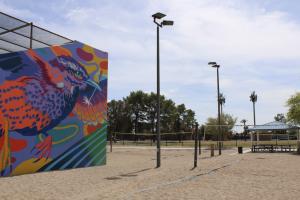Sand volleyball court and racquetball courts at Apache Park