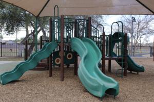 Playground with two slides and stairs at Blue Heron Park