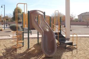 Play structure with slide at Crossbow Park